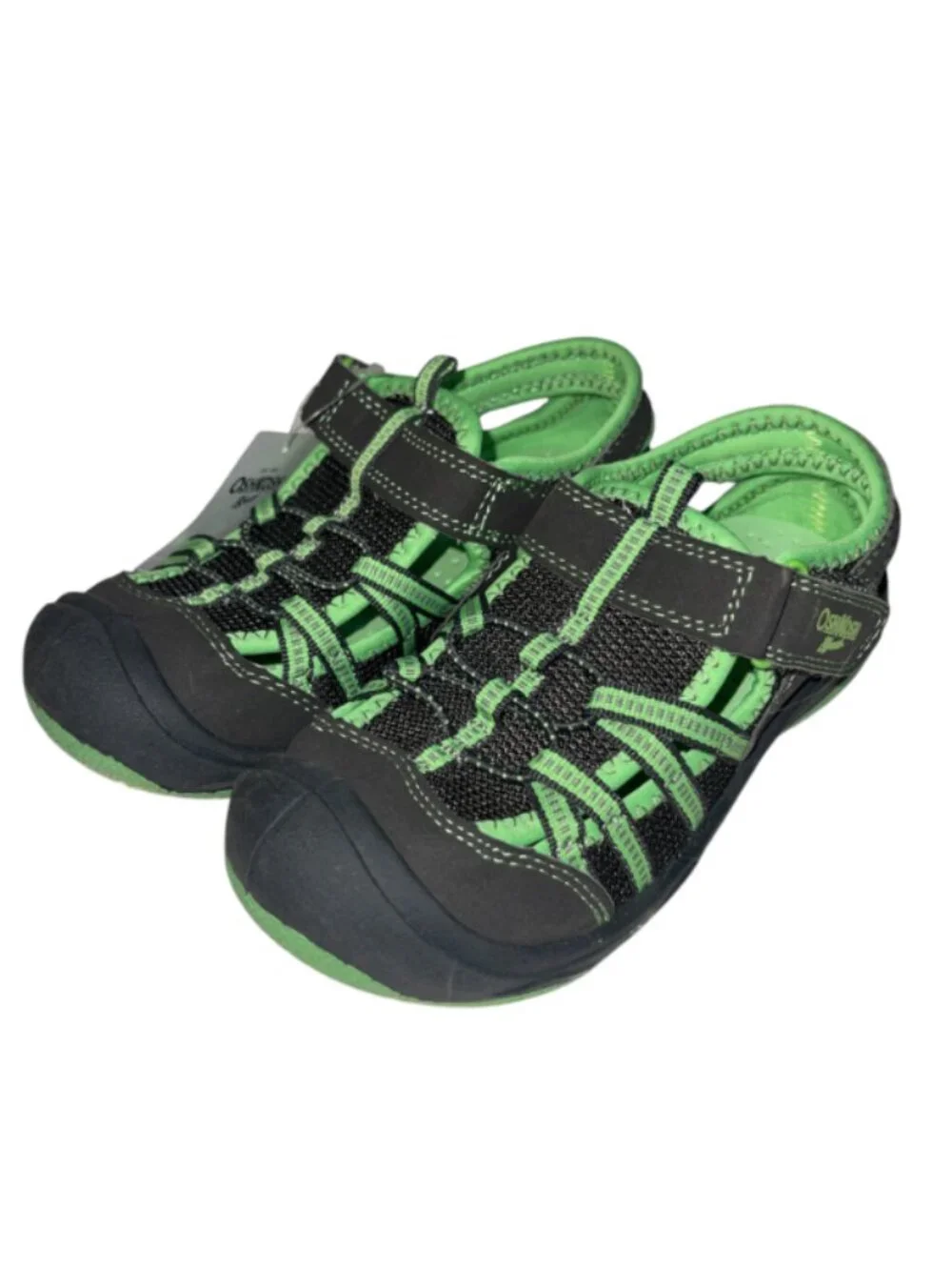 New w/ Tags Children's Sz 12 Gray Lime Green Fisherman Bumper Toe Sandals Shoes